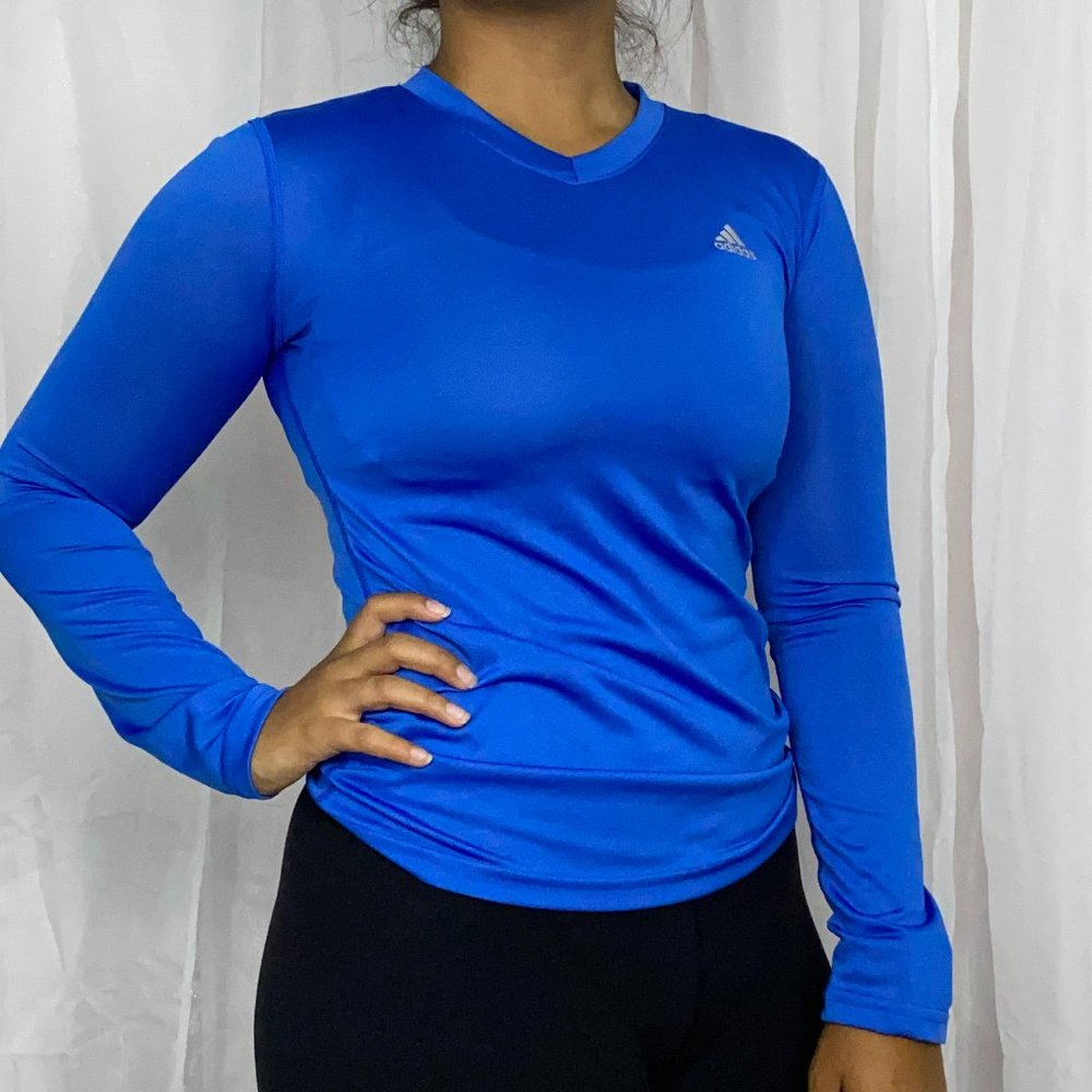 YOUTH Adidas Blue Long-Sleeved Compression Shirt